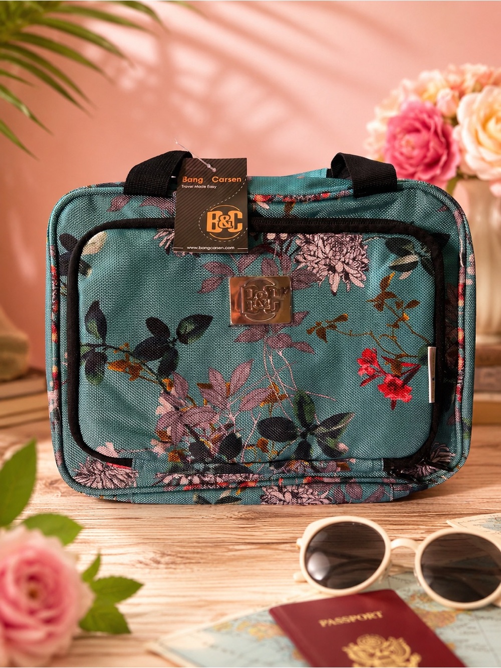 Bang & Carsen Floral Travel Cosmetic Bag - Teal